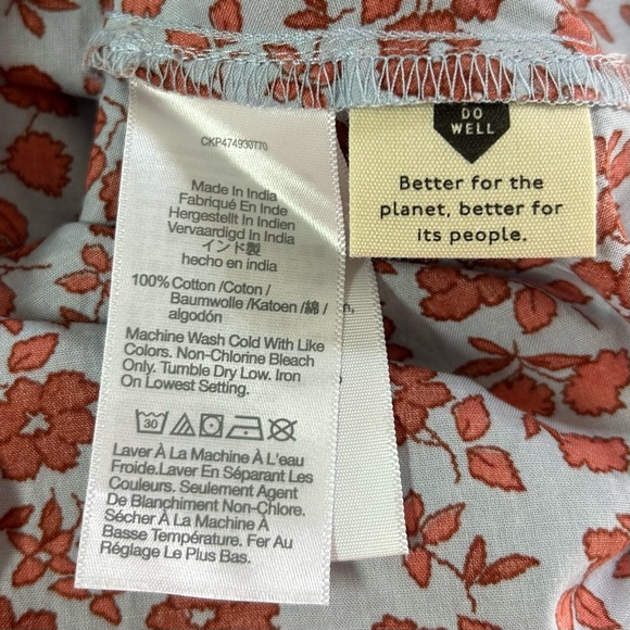 Madewell Dress Women's Medium Blue Burnt Orange Floral Wrap - Picture 8 of 12